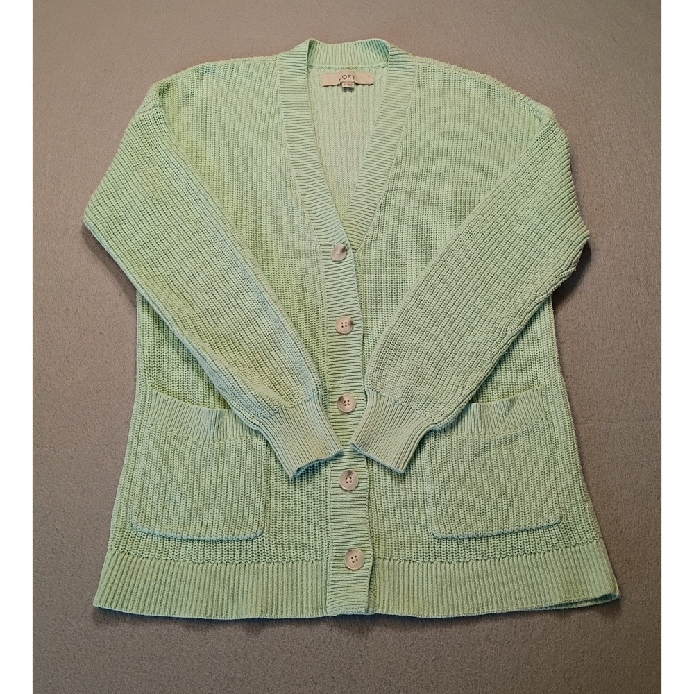 LOFT Women's Small Mint Green V-Neck Button Cardigan Academia Granny Cottagecore